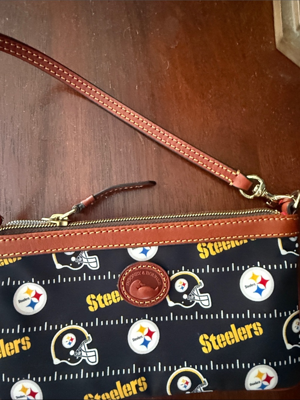 Dooney & Bourke Pittsburgh Steelers NFL Black Brown Wristlet Bag - Picture 5 of 6